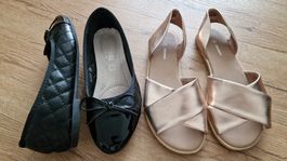 Schuhe: 2 Paar, Mädchen, schwarz und gold, Gr. 36, Top!