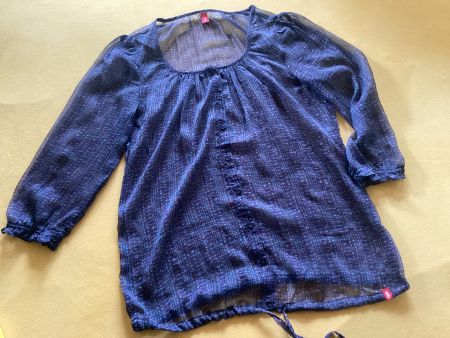 ESPRIT BLUSE/OBERTEIL GR.36/S / Blau gemustert / transparent