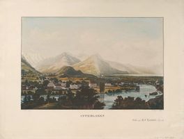 Interlaken  grosse  Aquatinta bei Leuthold