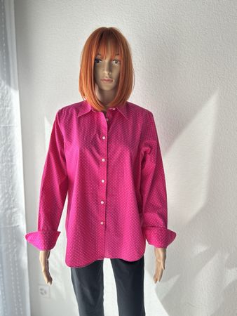 Lauren Ralph Lauren shirt size L pink white dots non iron