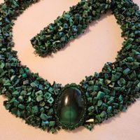 Luxuriöses Malachit Collier mit Armband, Handarbeit, grün