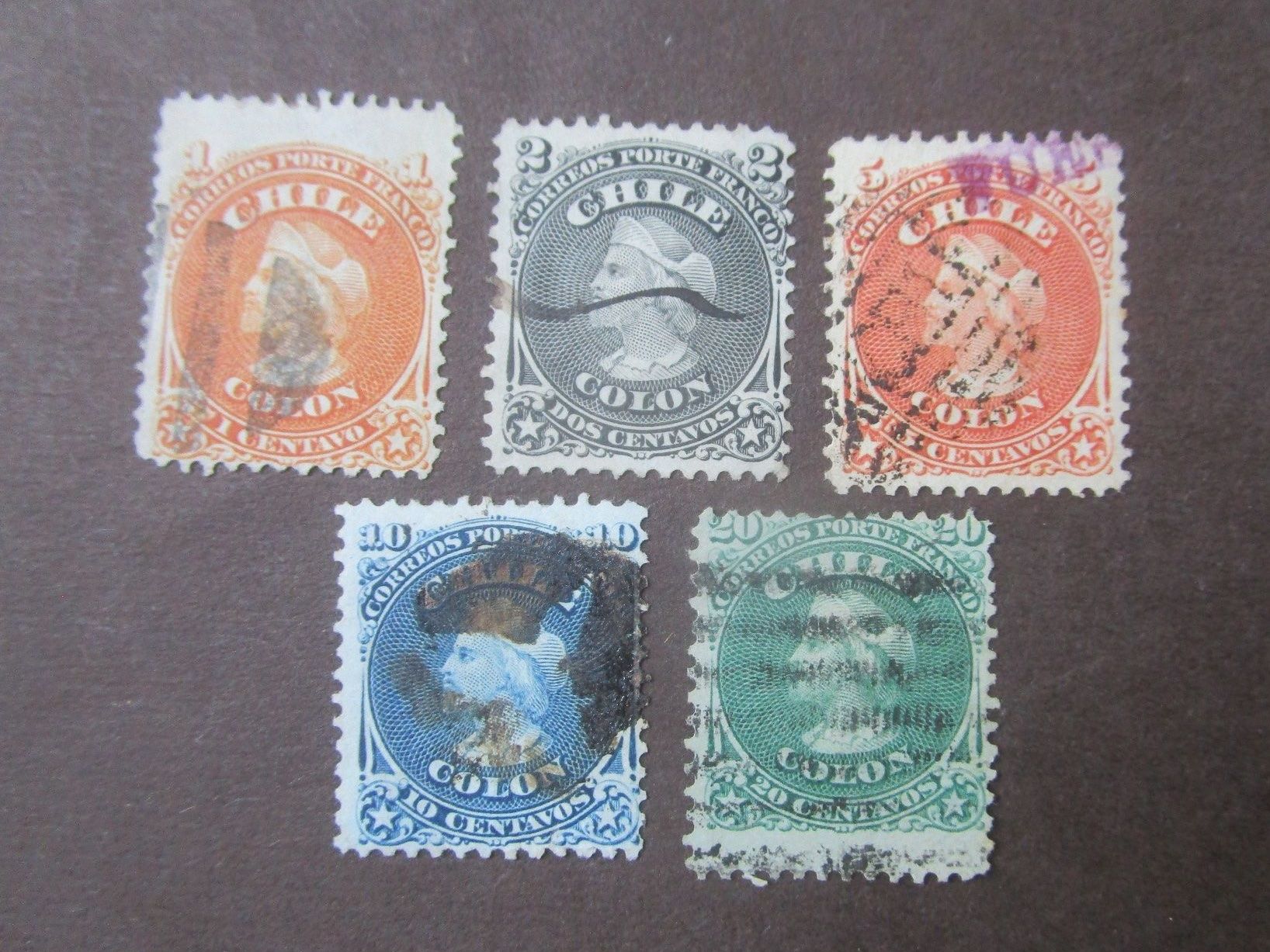 Alle Briefmarken: Chile   1867/68 – Gebraucht aus Dürnten von tu5bo9