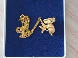 Collier Pendentif Koala Vintage Franklin Mint 1980– Doré 24K