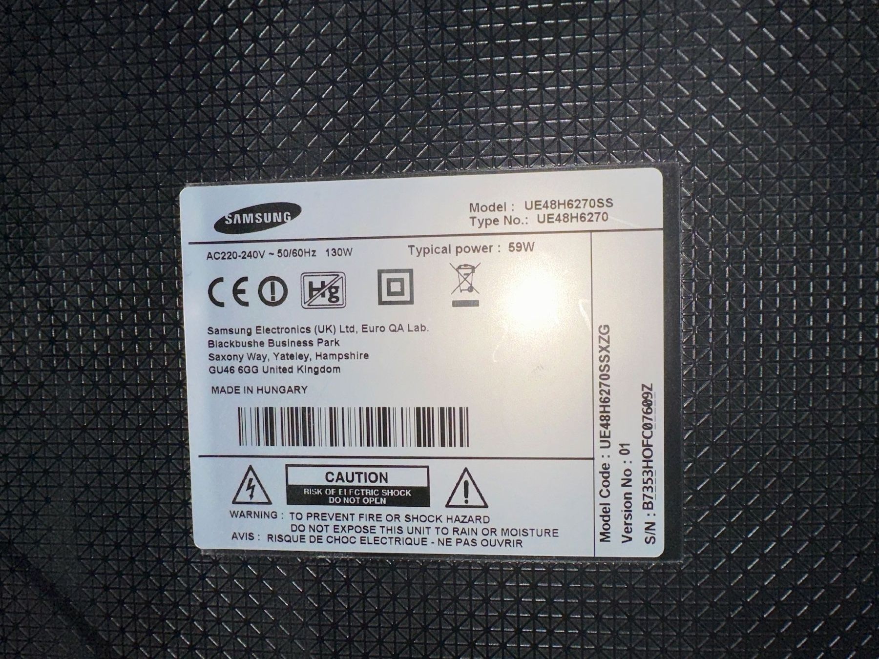 Samsung Televisori: Samsung TV UE48H6270SS – Usato da Brügg BE venduto da TSP02 1