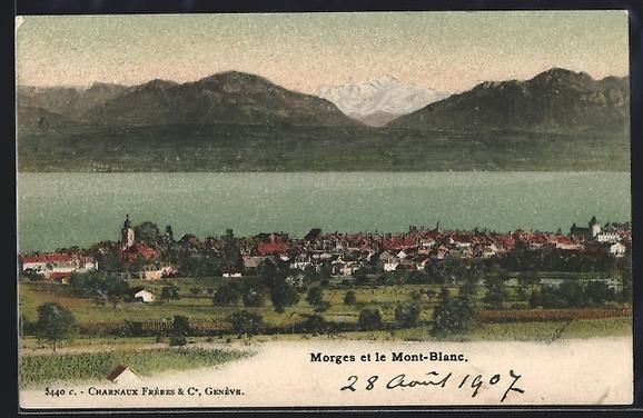 Cartes postales: Morges, Vue Générale et le Mont-Blanc – D'occasion à Berlin par bartko-reher