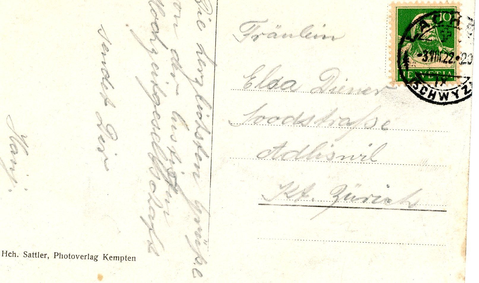 Cartoline postali: Lachen mit Hotel Bären 1922 – Usato da Einsiedeln venduto da otm_7s5v 1