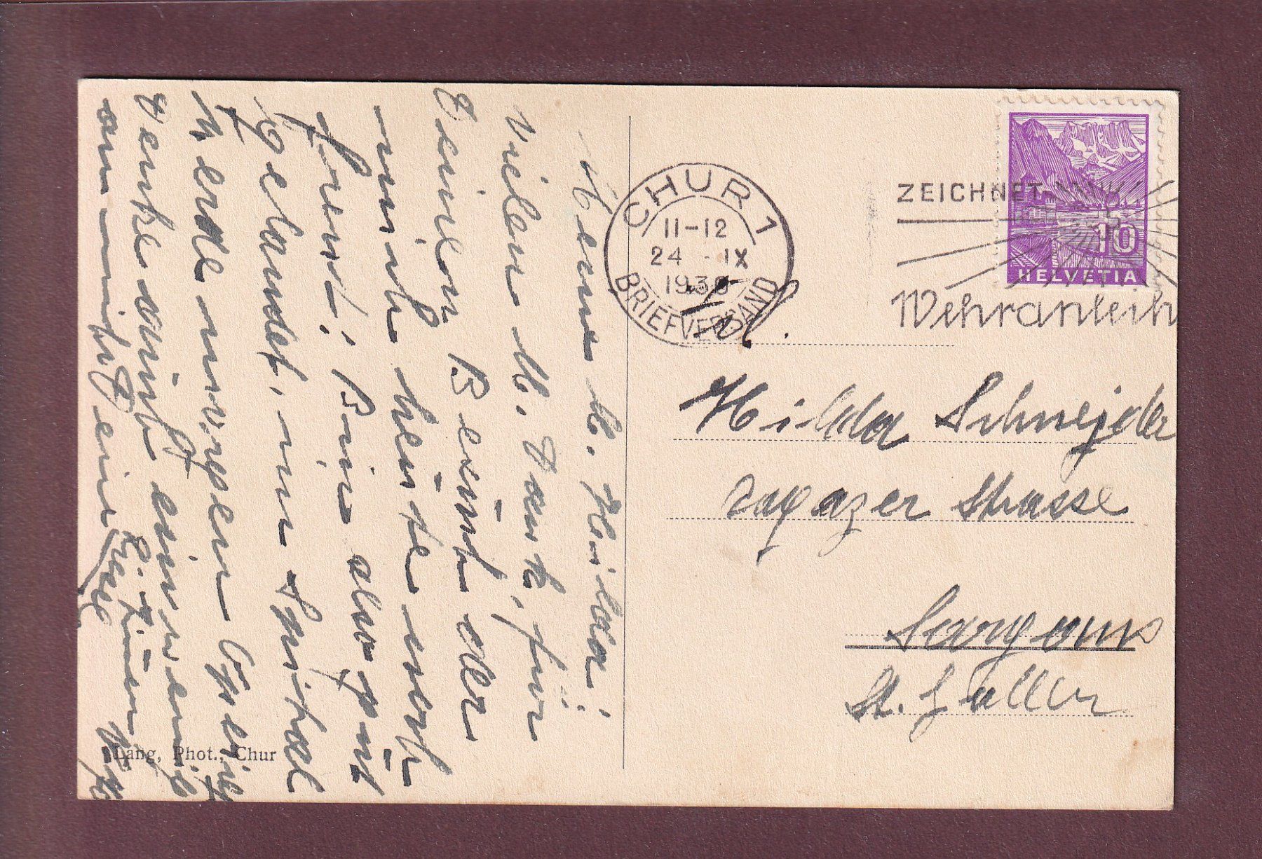 Cartes postales: CHUR - Kreuzspital - 1936 – D'occasion à Pully par nicecards 1