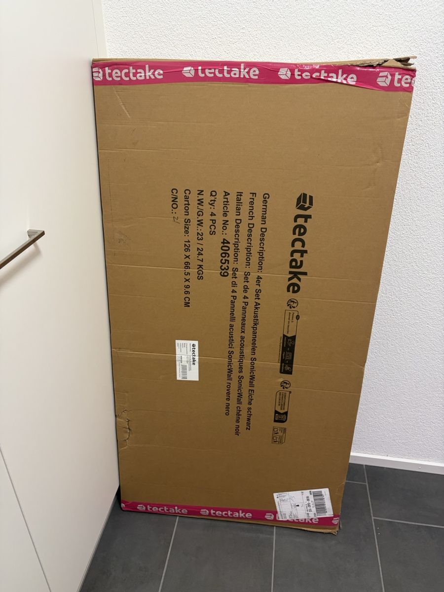 Sonstiges Zubehör: tectake Akustikpaneelen SonicWall Eiche schwarz 4er Set – Neu und originalverpackt aus Unterkulm von scs_f8wd 1