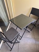 Balkontisch mit Glasplatte & 2 Stühlen