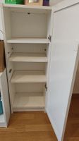 White Tall Cabinet with One Door and Three Shelves