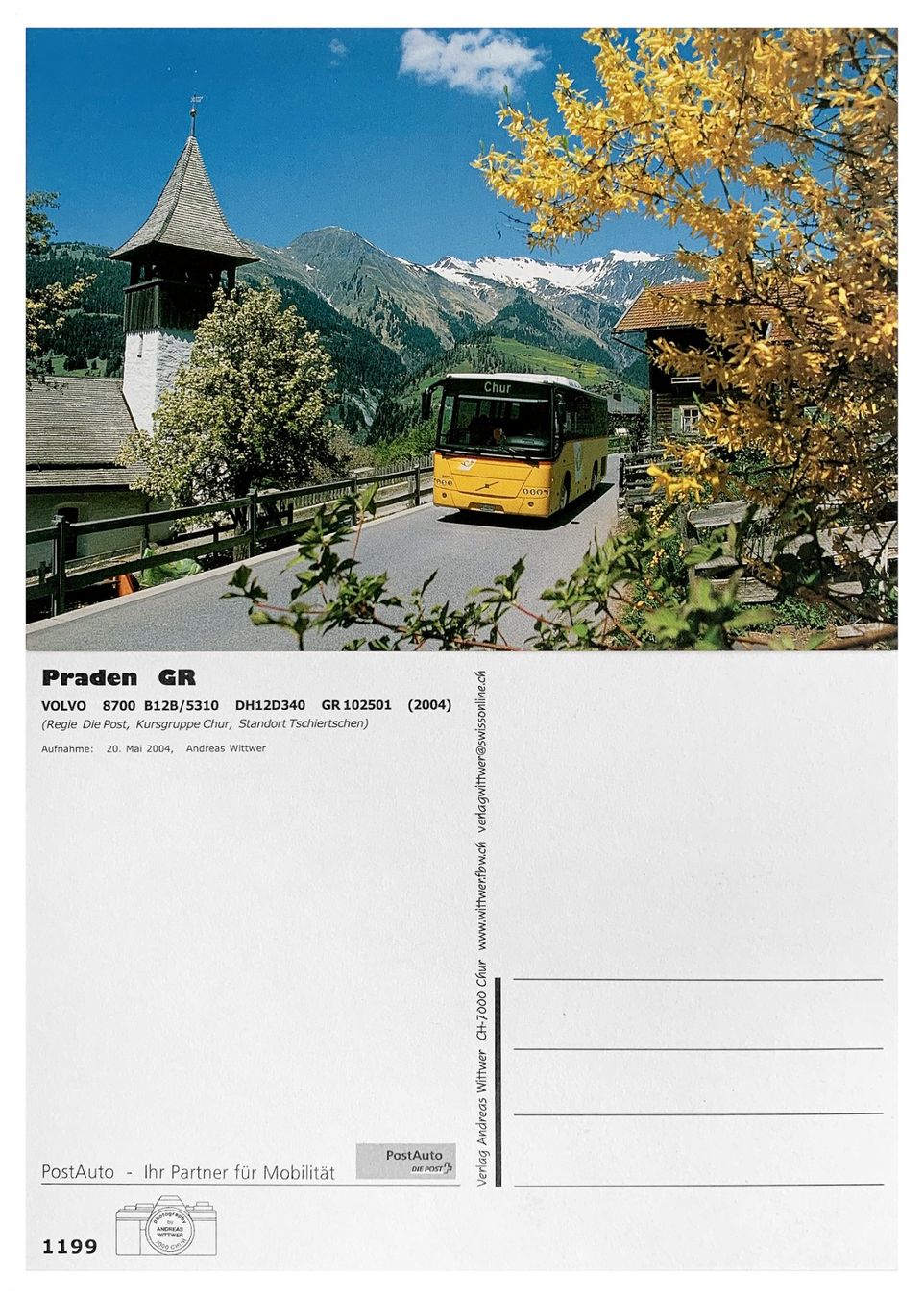 Cartoline postali: Praden Tschiertschen Plessur Chur Postauto Volvo B12B/8700 – Nuovo (secondo la descrizione) da Bern venduto da AWiBe