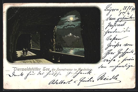 Cartoline postali: Litho Axenstrasse /Vierwaldstättersee,  – Usato da Berlin venduto da bartko-reher