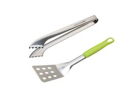 %2er Besteck-Set Starter Edelstahl Greifzange und Wender