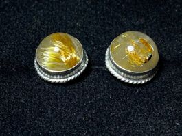 Silber Ohrstecker - natürlicher Rutilquarz