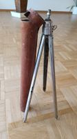 Kleines Reisestativ mit Lederhülle, Silber/Braun