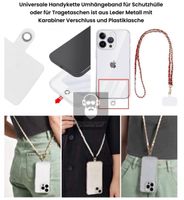 Handykette in Weiss Gold Leder/Metall Karabiner Verschluss