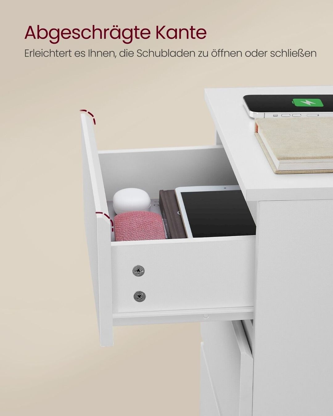 Comodini: VASAGLE Nachttisch Wolkenweiß – Nuovo e nell'imballaggio originale da Bottighofen venduto da zaap 5