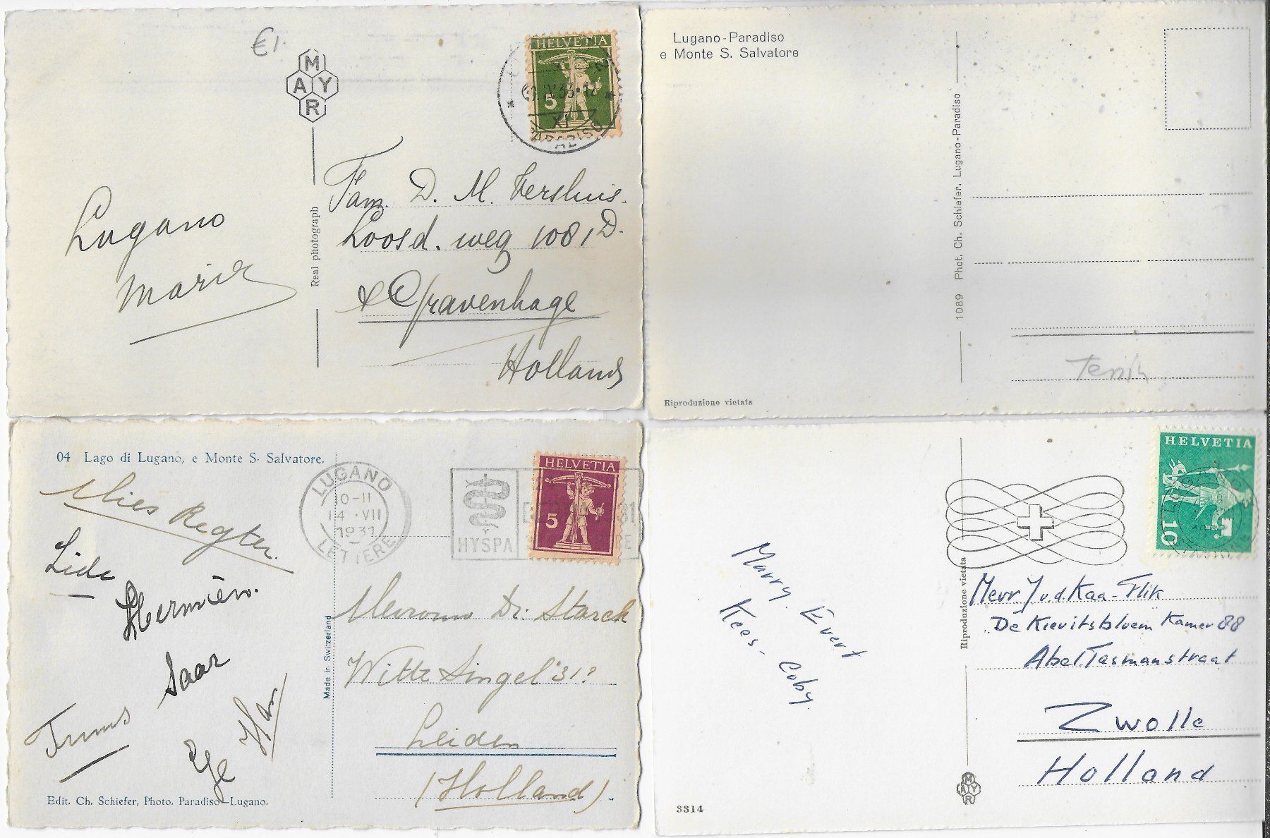 Cartoline postali: 4 AK Lugano – Usato da Ettingen venduto da Kartenplanet 1