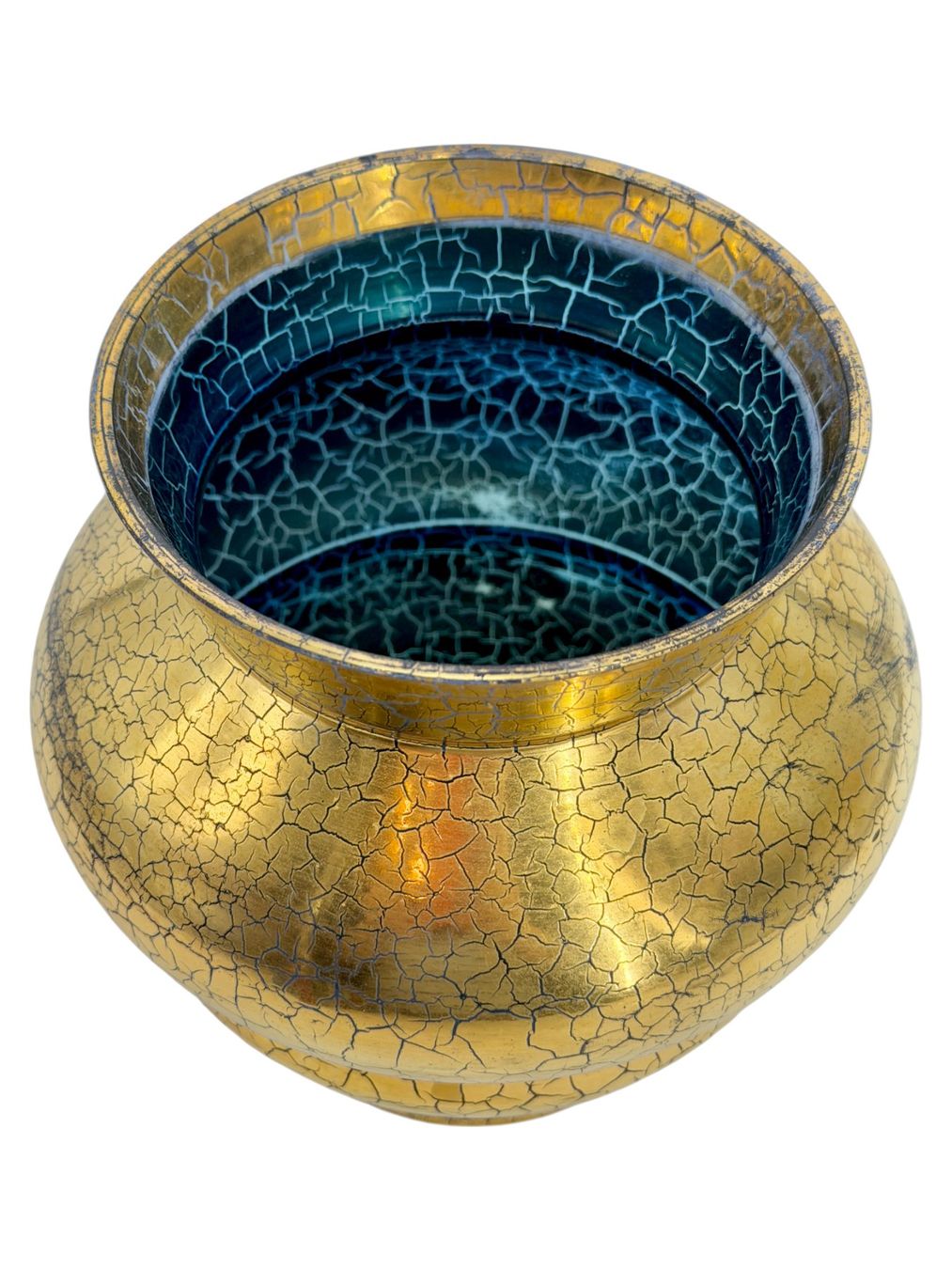 Vasi & Recipienti: Vase de Saint-Prex émaillé bleu décor doré craquelé de 1935 – Usato da Morges venduto da vintix 4
