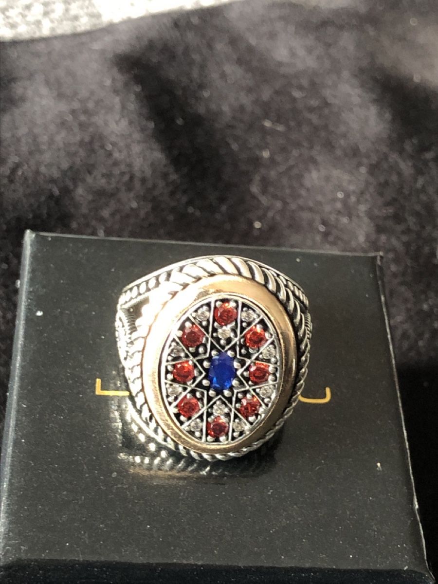Anelli: Sterling Silber 925 Ring mit Rote blaue echte Steine 61Gr – Nuovo e nell'imballaggio originale da Läufelfingen venduto da Original100 6
