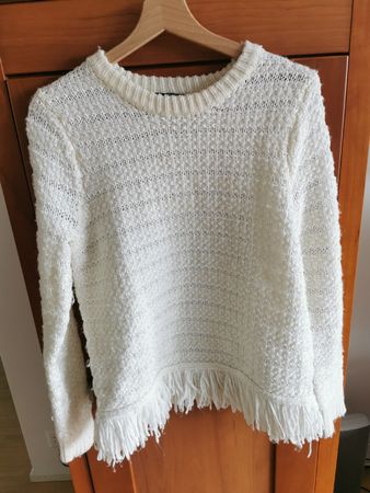 Topshop Pullover Creme Gr. 38 mit Fransen