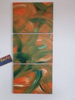 Tripel Bilder 3x 40x30cm Orange/Grün/Weiss CH-Künstler 2004