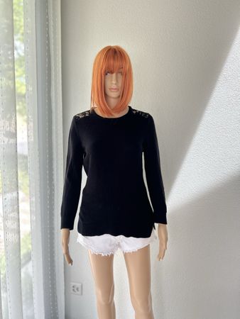 Lauren Ralph Lauren Black Lace Detail Sweater Size M 