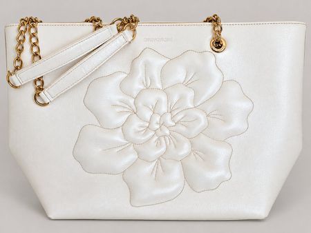 ANNE FONTAINE Handtasche – Weiss/Creme – grosse Blüte