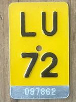 LU 72 - MOFANUMMER - TÖFFLINUMMER - PLAQUE DE MOFA - LU 72
