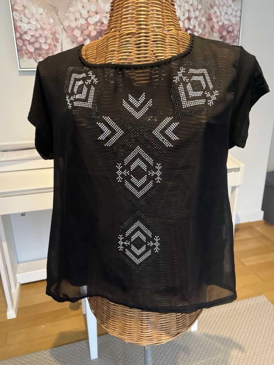 T-shirt: Shirt mit Strassmuster, Avant Premiere, S – Usato da Solothurn venduto da Bobesch08