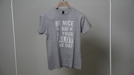 Pilot Shirt Damen T-Shirt Top grau weiss M