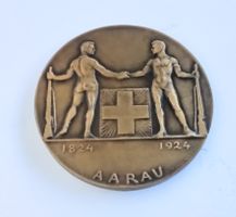 Schützenmedaille Aarau 1824 - 1924 Bronze sehr guter Zustand