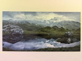 Wandbild Bergsee mit Spiegelung, hochwertiger Druck