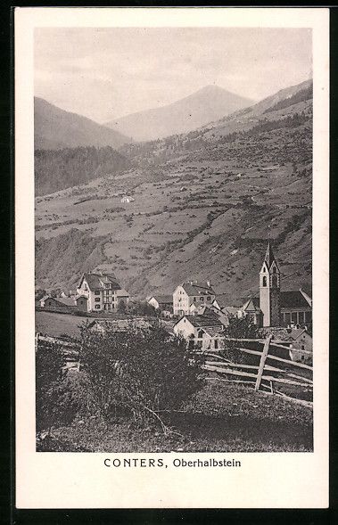 Cartoline postali: AK Conters, Oberhalbstein mit Kirche – Usato da Berlin venduto da bartko-reher