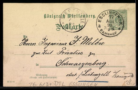 Cartoline postali: Handgemalt: Esslingen, Mann mit Regensch – Usato da Berlin venduto da bartko-reher 1