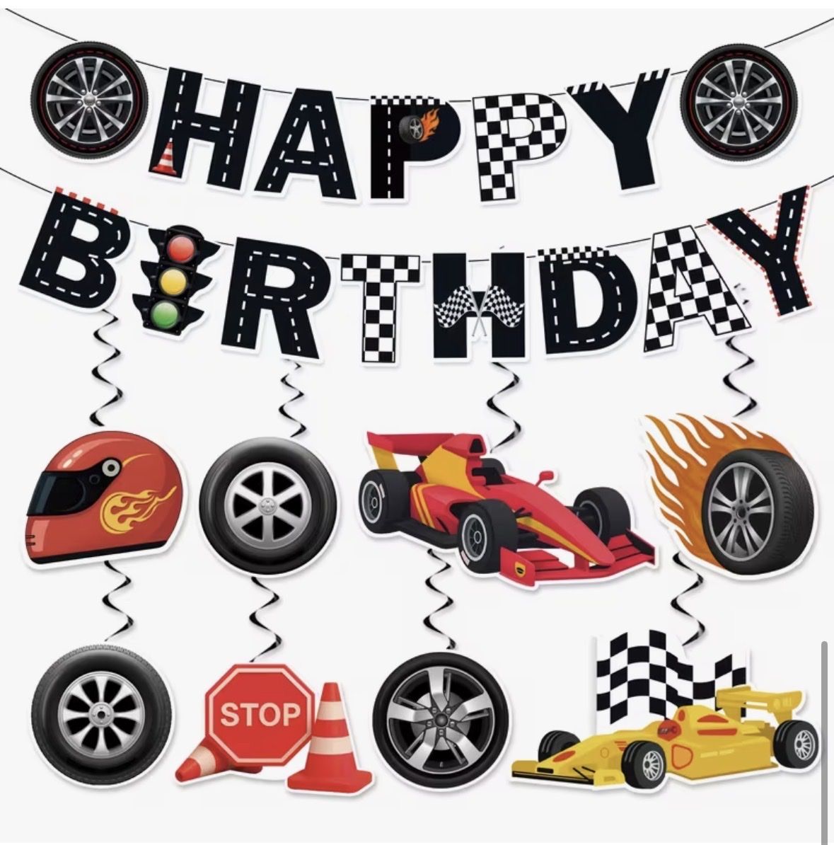 Tutte le decorazioni: Car racing theme party pack, all inclusive – Nuovo e nell'imballaggio originale da Schlieren venduto da sch_7wfd 2