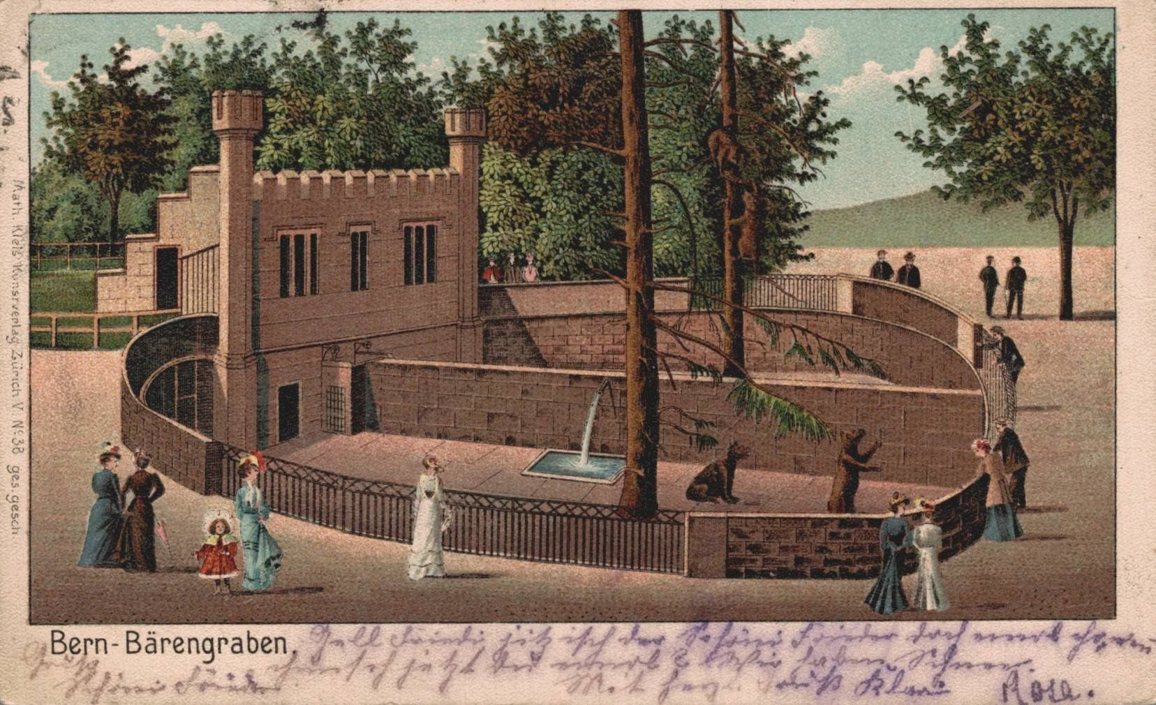 Cartoline postali: Ansichtskarte Bern Bärengraben, gestempelt 1905, Litho – Usato da Luzern venduto da Kartenansicht