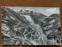 Alte Ansichtskarte: Grimsel, Furka, Rhonegletscher gel. 1961