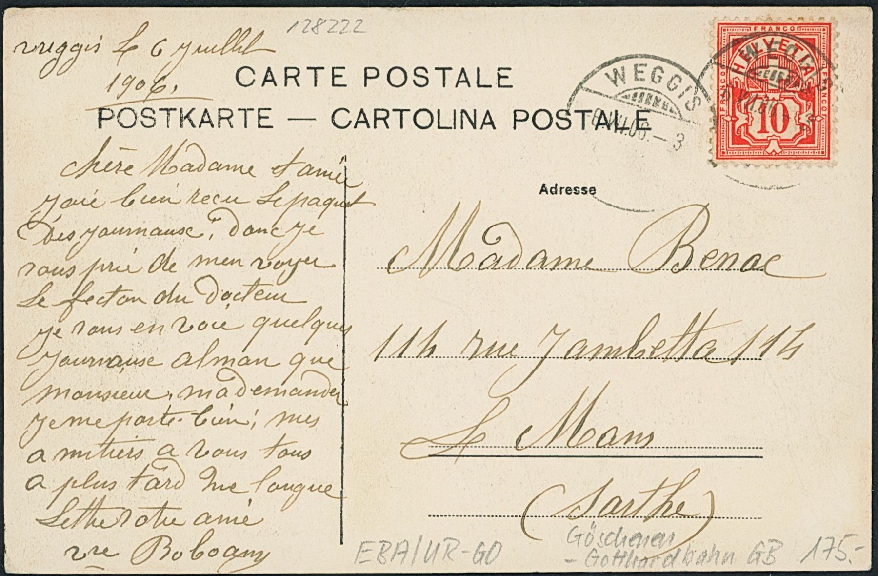 Cartoline postali: UR Göschenen - Gotthard Bahn GB – Usato da Schindellegi venduto da Jonathan77 1