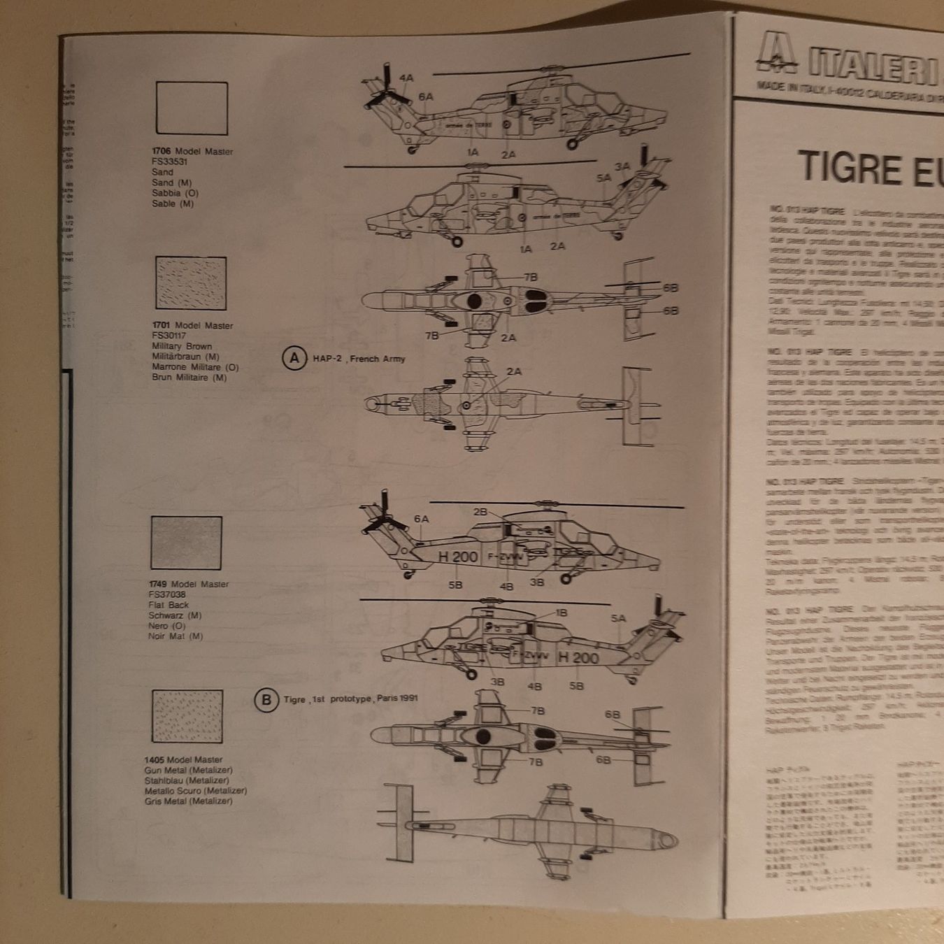 Italeri Kit di modellismo & Modellini statici: 2063 ... Eurocopter H.A.P. Tiger ... Italeri 013 – Usato da Bonstetten venduto da Benibanny59 2