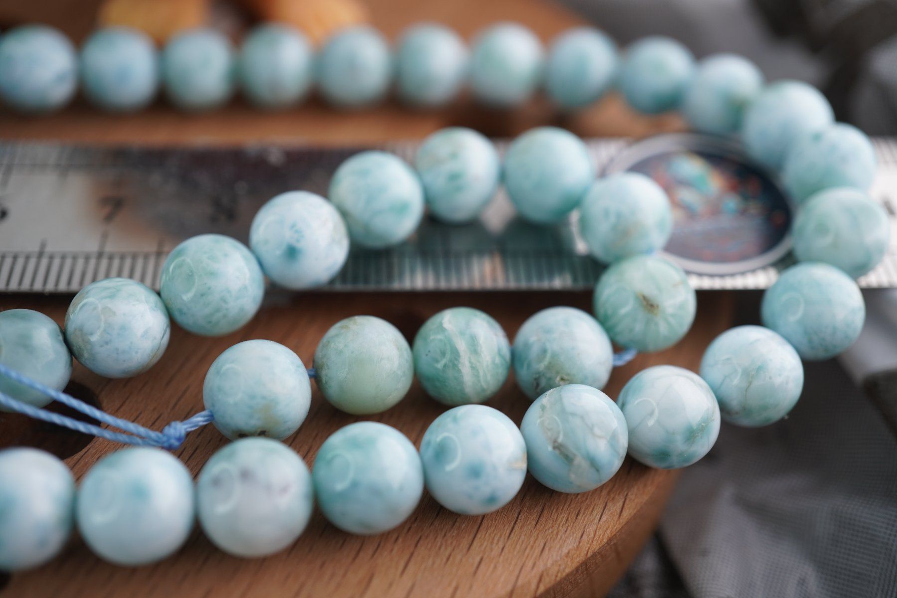 Mineralien & Heilsteine: Larimar  8mm  Kugel Strang  39cm    Top – Neu und originalverpackt aus Eschenbach SG von topstone 8