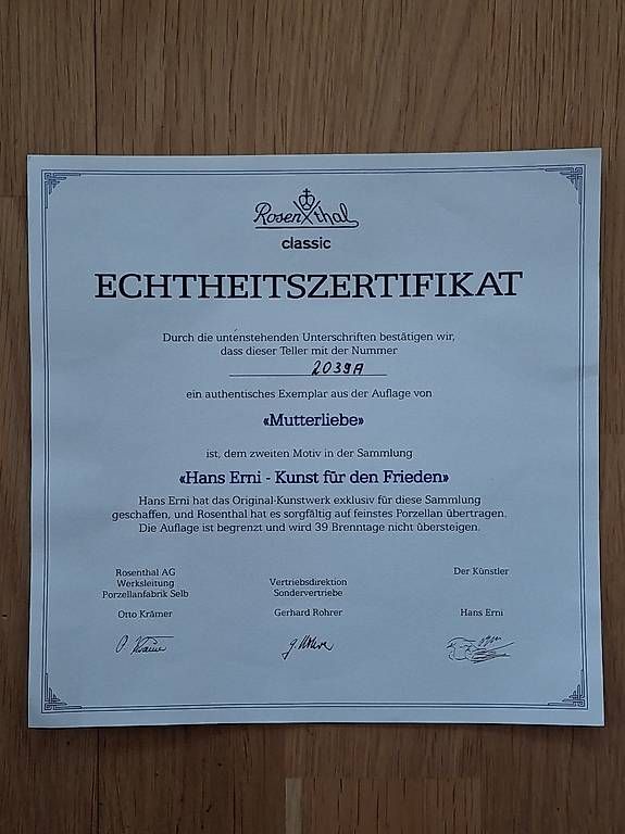 Piatti: Hans Erni Sammelteller Liebende & Mutterliebe – Usato da Sissach venduto da tigibloch99 4