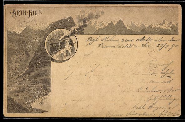 Cartoline postali: Vorläufer-Lithographie Arth-Rigi, 1890, – Usato da Berlin venduto da bartko-reher