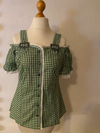 süsse Dirndl Bluse, dunkelgrün kariert, Gr. 36 *NEU*