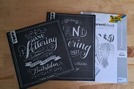 Handlettering Buch, Übungsbuch, Transparentpapierblock