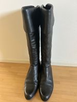 LEDER-LANGSCHAFTSTIEFEL / Klassische Stiefel, Schwarz, Gr.40
