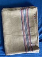 Antikes Rolltuch Leinen Mangeltuch Stoff rot blau selten 19