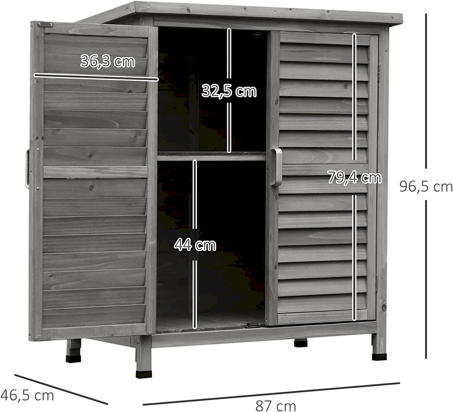 Box contenitori: Gartenschrank Holz 87x46,5x96,5cm grau – Nuovo e nell'imballaggio originale da Bottighofen venduto da zaap 8