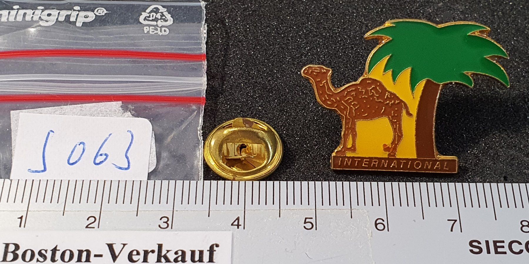 Plaketten & Abzeichen: S063 - Pin Camel Kamel Palme International – Gebraucht aus Reinach BL von Boston-Verkauf 1