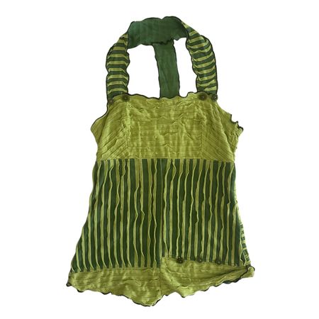 VINTAGE Y2K GREEN COTTON TOP WITH CUT-OUTS M